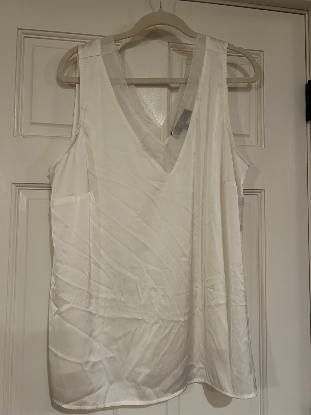 Eloquii White Satin V-Neck Chemise Tank